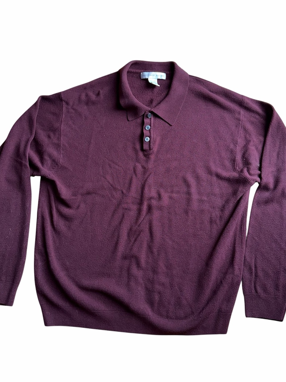 Geoffrey Beene Maroon Knit Polo Sweater Men’s Size XXL Long Sleeves